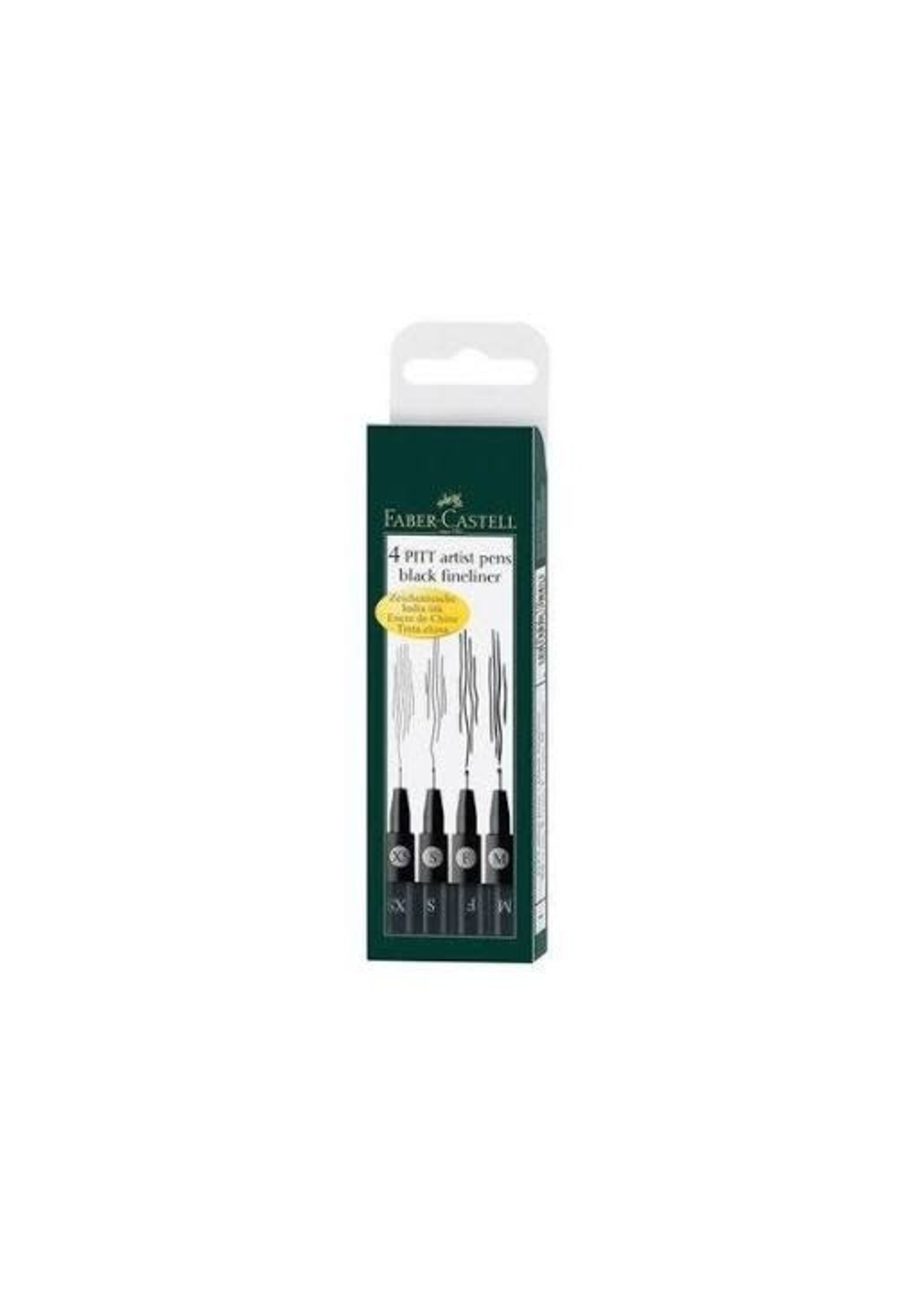 Faber-Castell Faber-Castell Pitt Artist Pen etui 4 stuks 199 zwart lijndiktes 1.5, C, B, FM