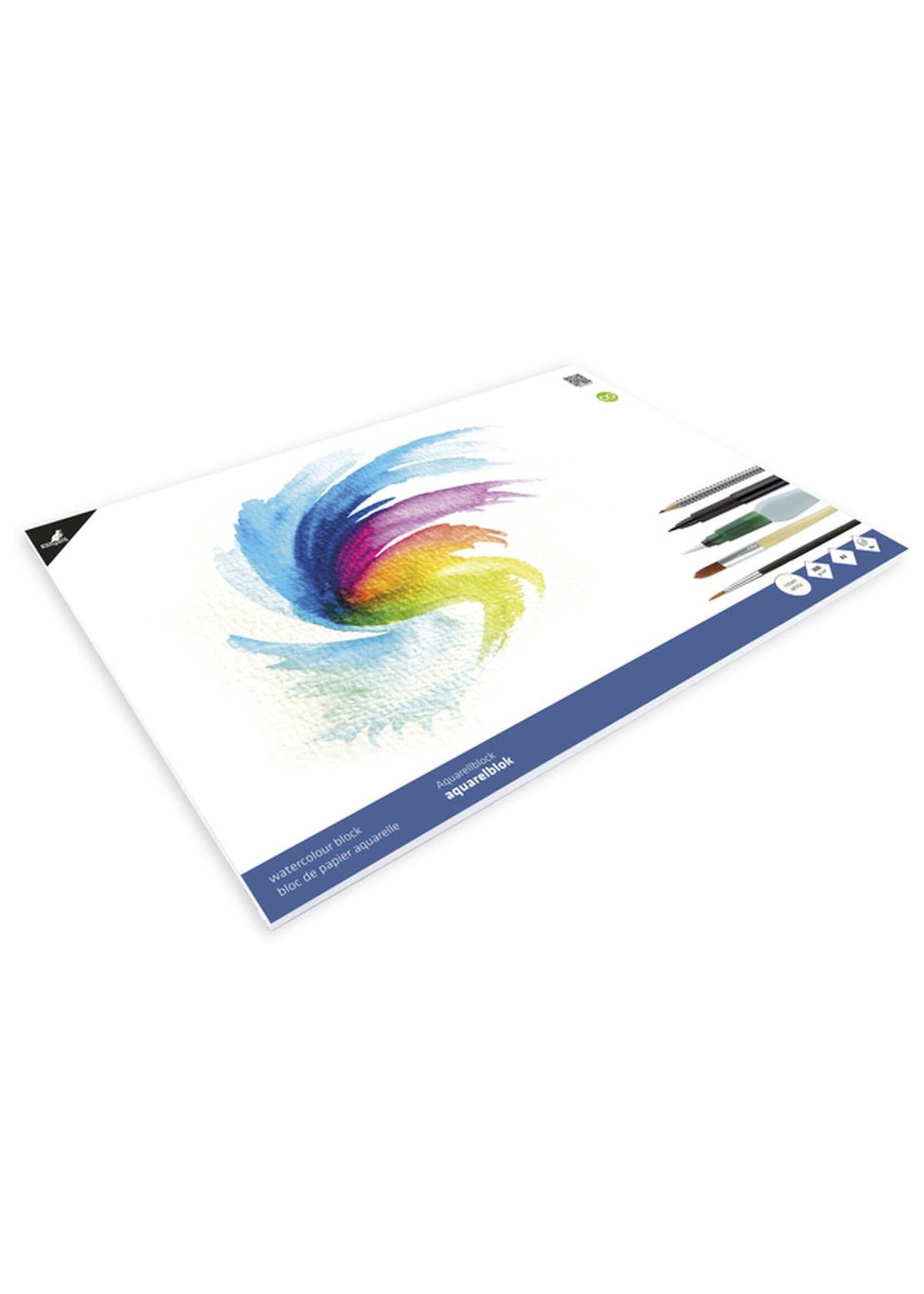 Kangaro Aquarelpapier Kangaro blok A3 300 grams 16 vel, roomwit 4 zijden gelijmd