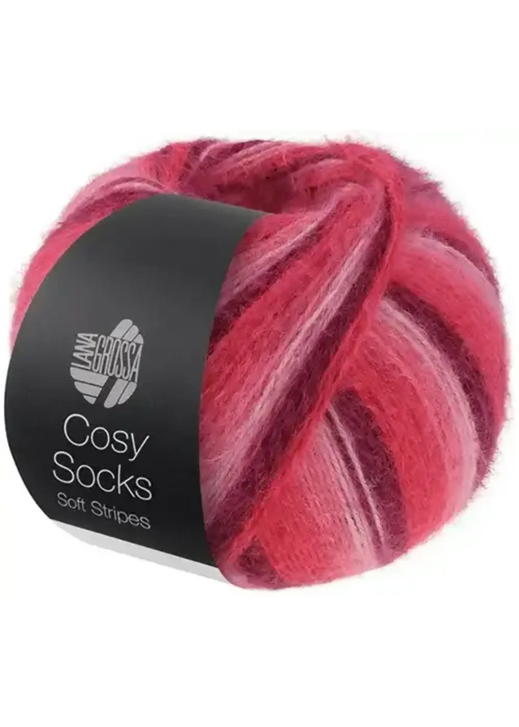 Lana Grossa Lana Grossa Cosy Socks Soft Stripes 105 Bordeaux/Roze/Framboos/Pink