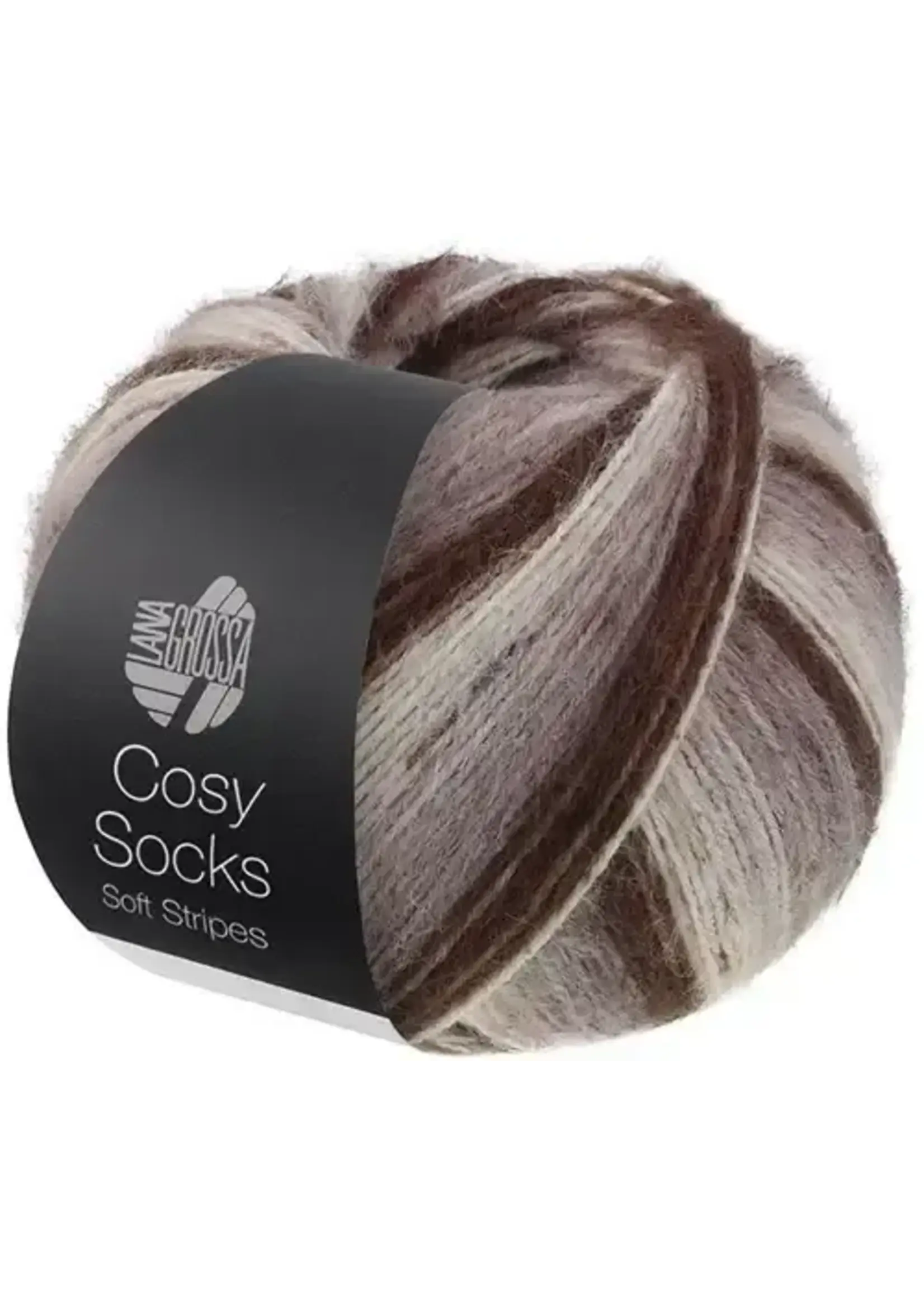Lana Grossa Lana Grossa Cosy Socks Soft Stripes 103 Mokka/Grijsbruin/Beige/Crème