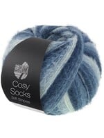 Lana Grossa Lana Grossa Cosy Socks Soft Stripes 106 Zwart/Grijs/Rook/Witblauw