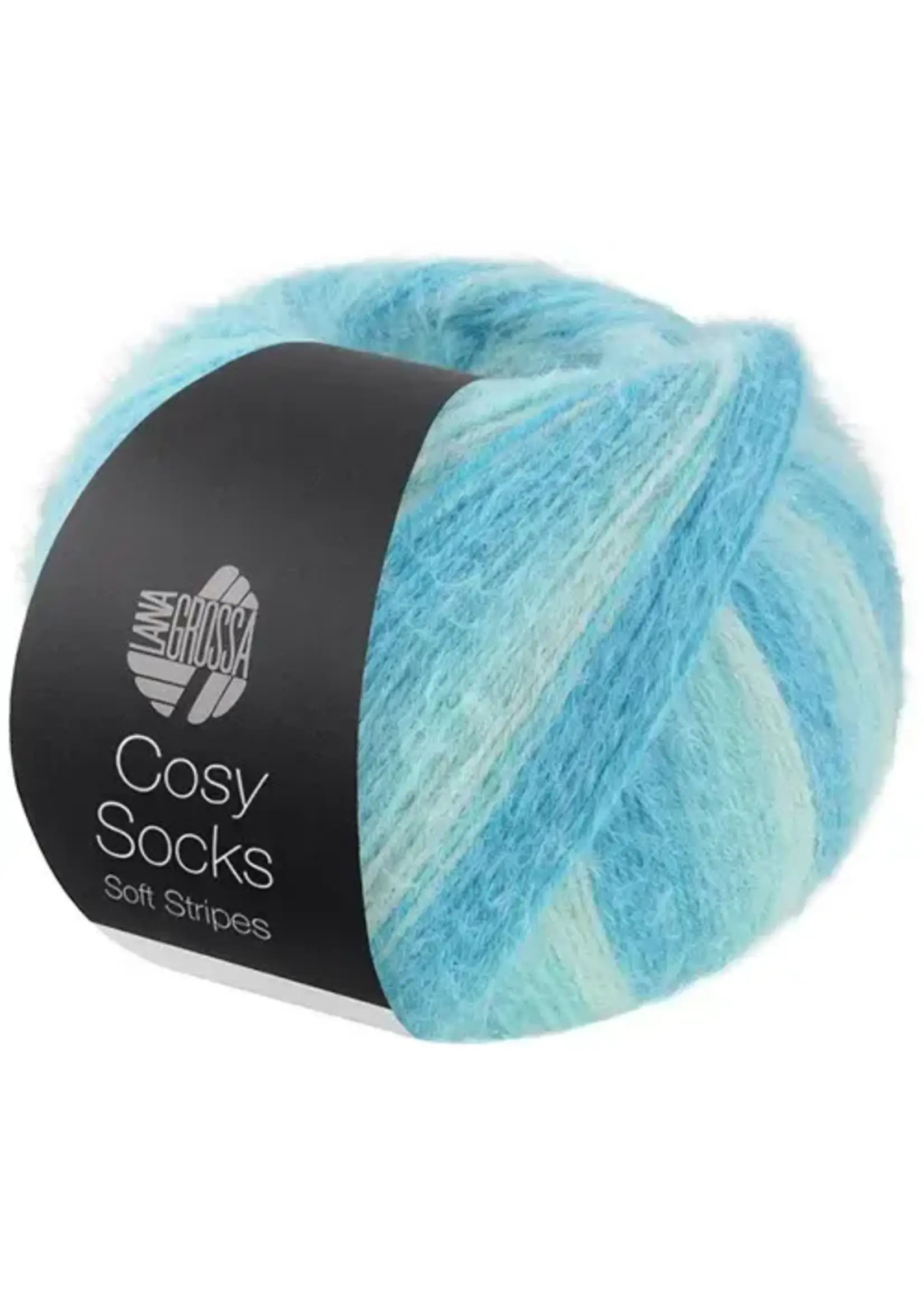 Lana Grossa Lana Grossa Cosy Socks Soft Stripes 110 ijsblauw