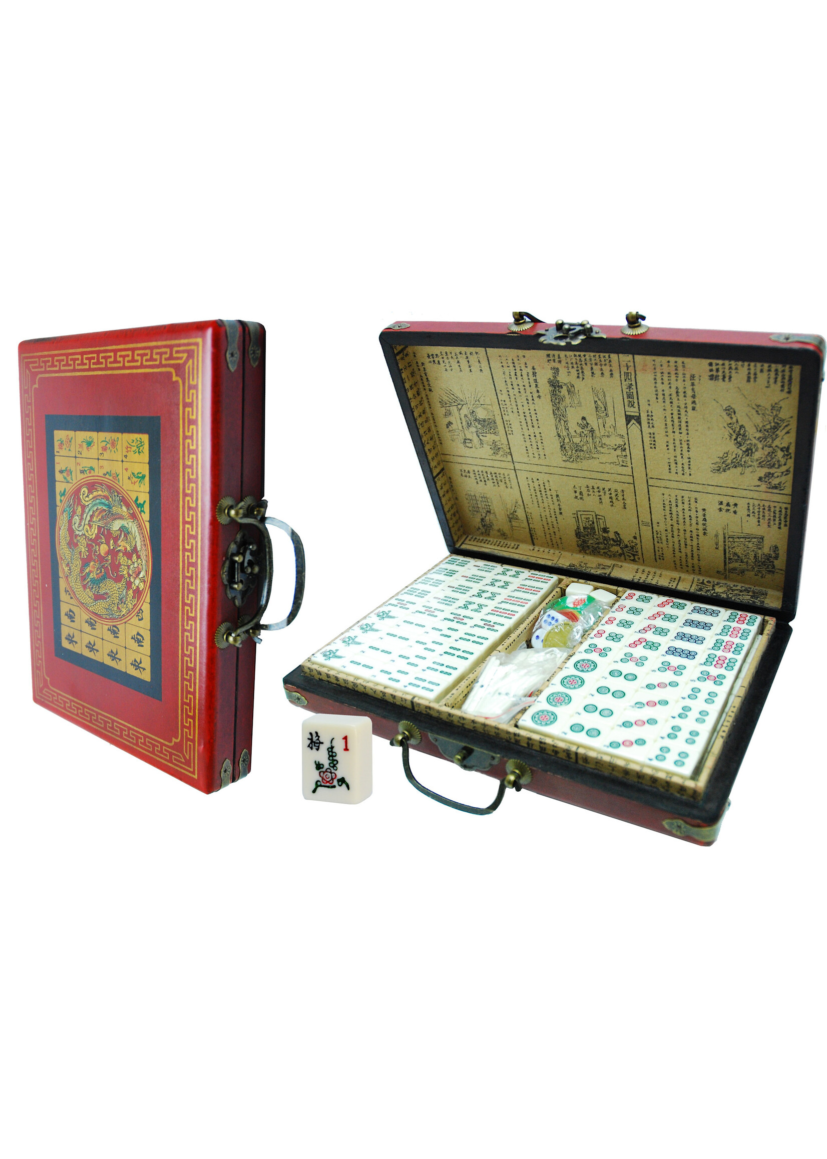 Hotgames Mah-Jong rood China koffer klein 23x16x5cm