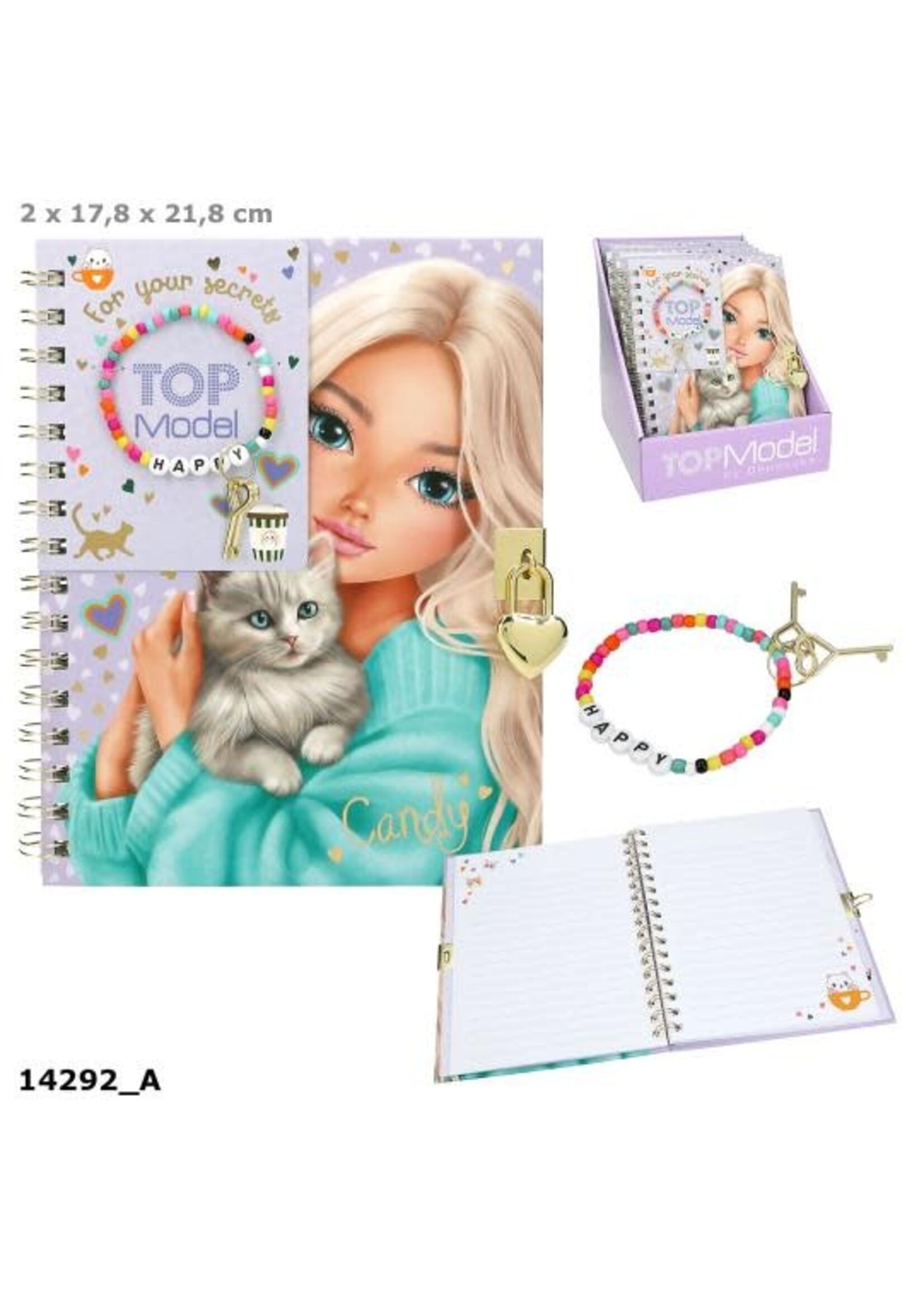 TopModel TOPModel dagboek met slot en armband