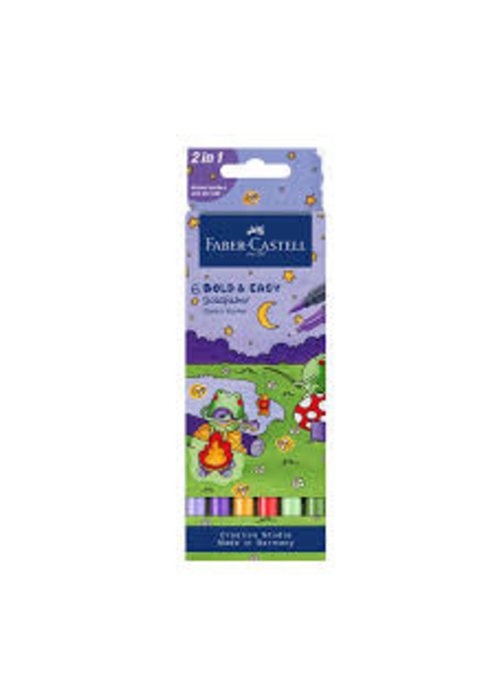 Faber-Castell Faber-Castell Goldfaber etui 6 stuks Bold Easy World of Frogs
