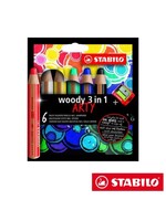 Stabilo Woody 3in1 ARTY cardboard wallet 6 pcs + sharpener