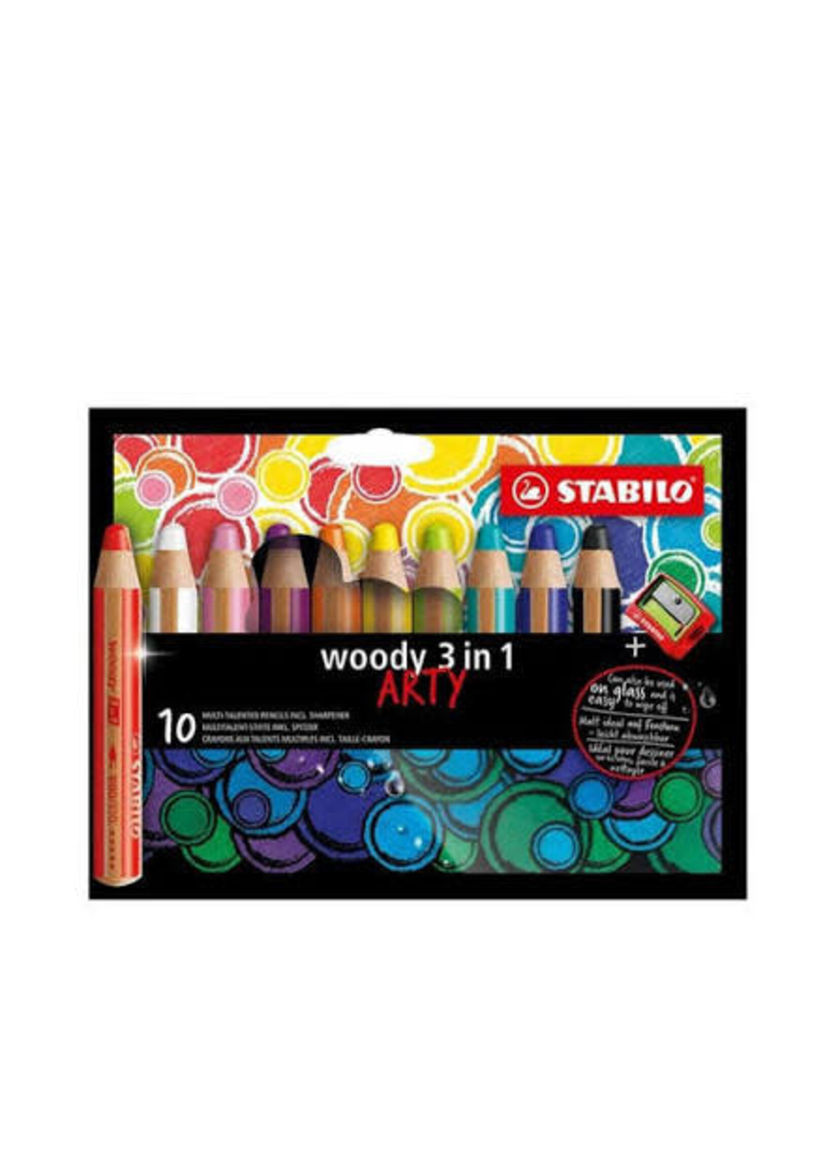 Stabilo Woody 3in1 ARTY cardboard wallet 10 pcs + sharpener