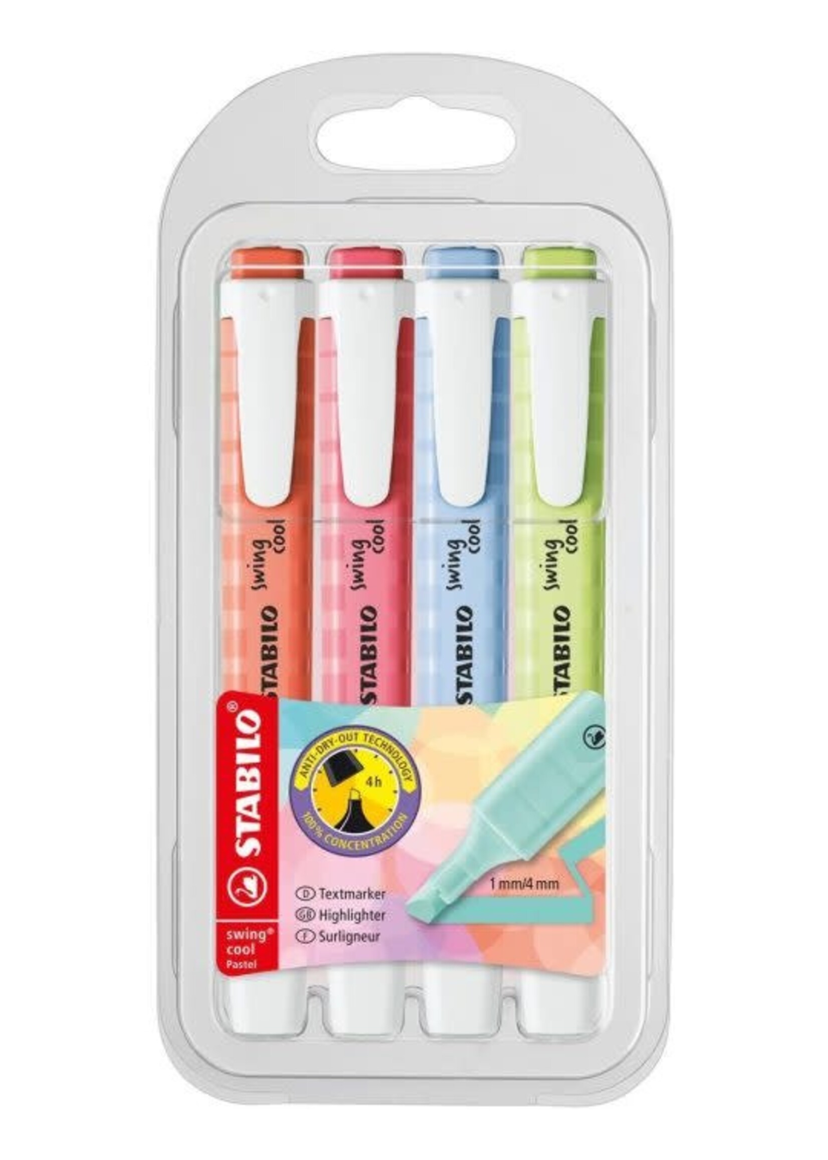 Stabilo swing cool Pastel cardboard wallet 4 pcs