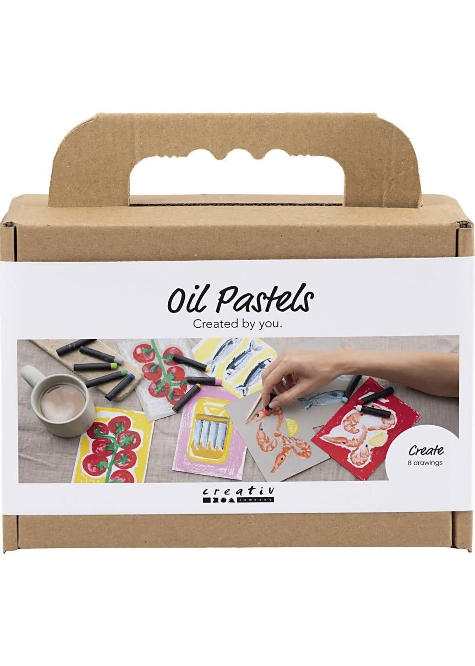CChobby CC Mini Hobbyset Oliepastels Zeevruchten, Grijs, Wit papier