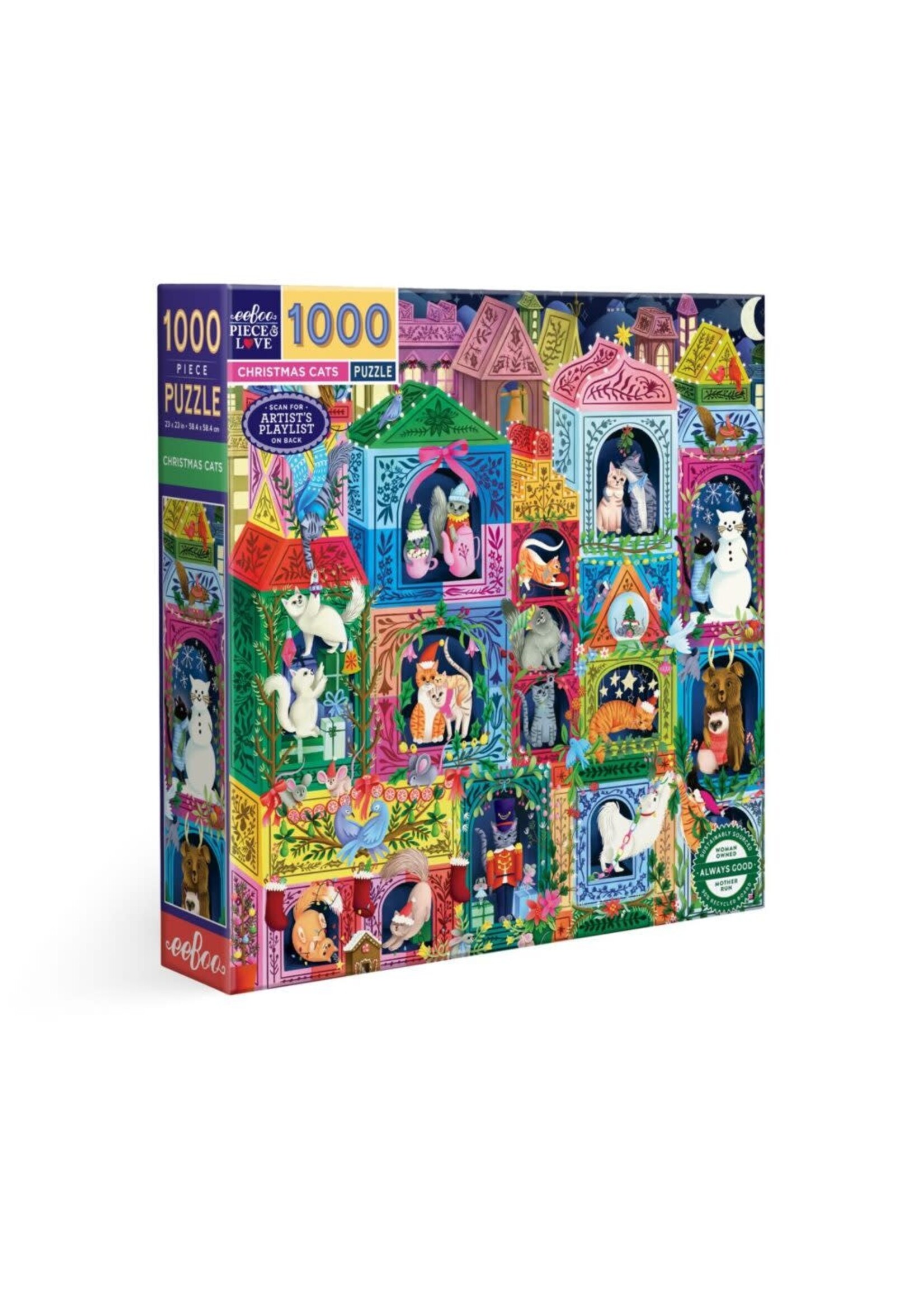 Eeboo Eeboo Puzzel Christmas Cats (1000 stukjes)