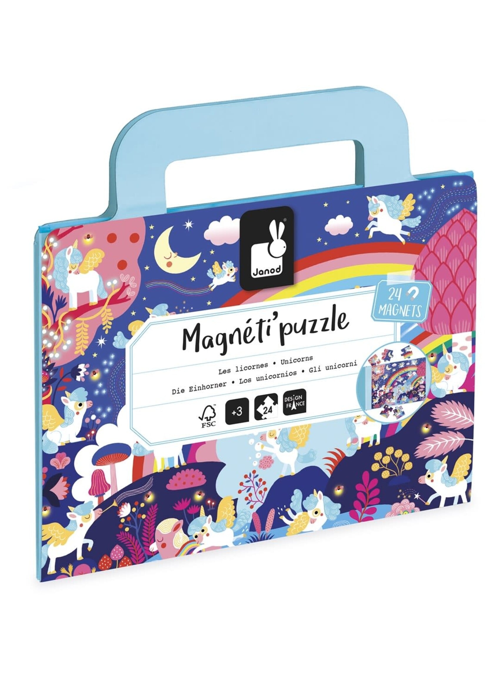 Janod Janod Magnetipuzzel - Eenhoorns 24 stukjes