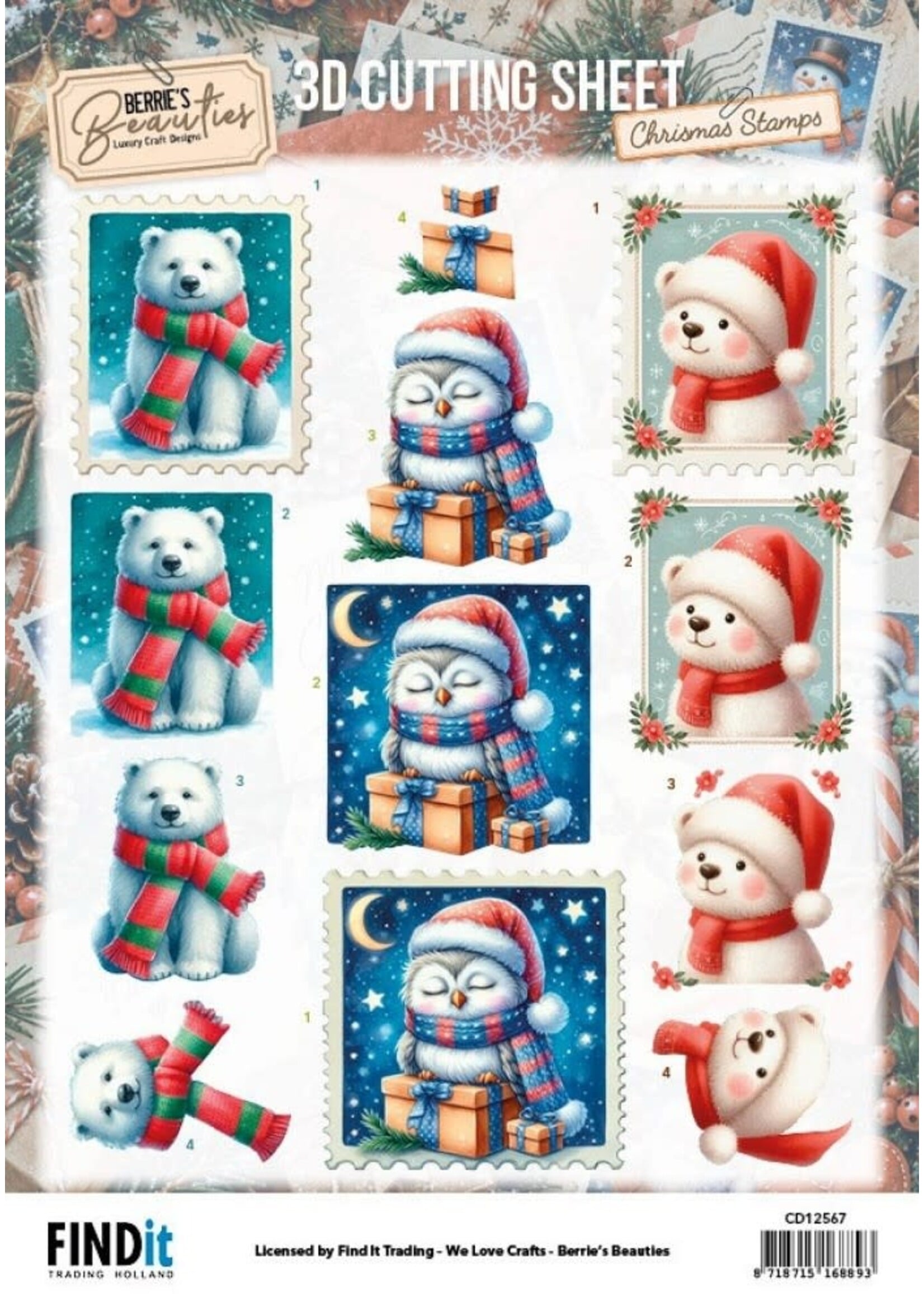 Find it Trading 3D Cutting Sheet - Berrie's Beauties - Christmas Stamps - Winter Friends