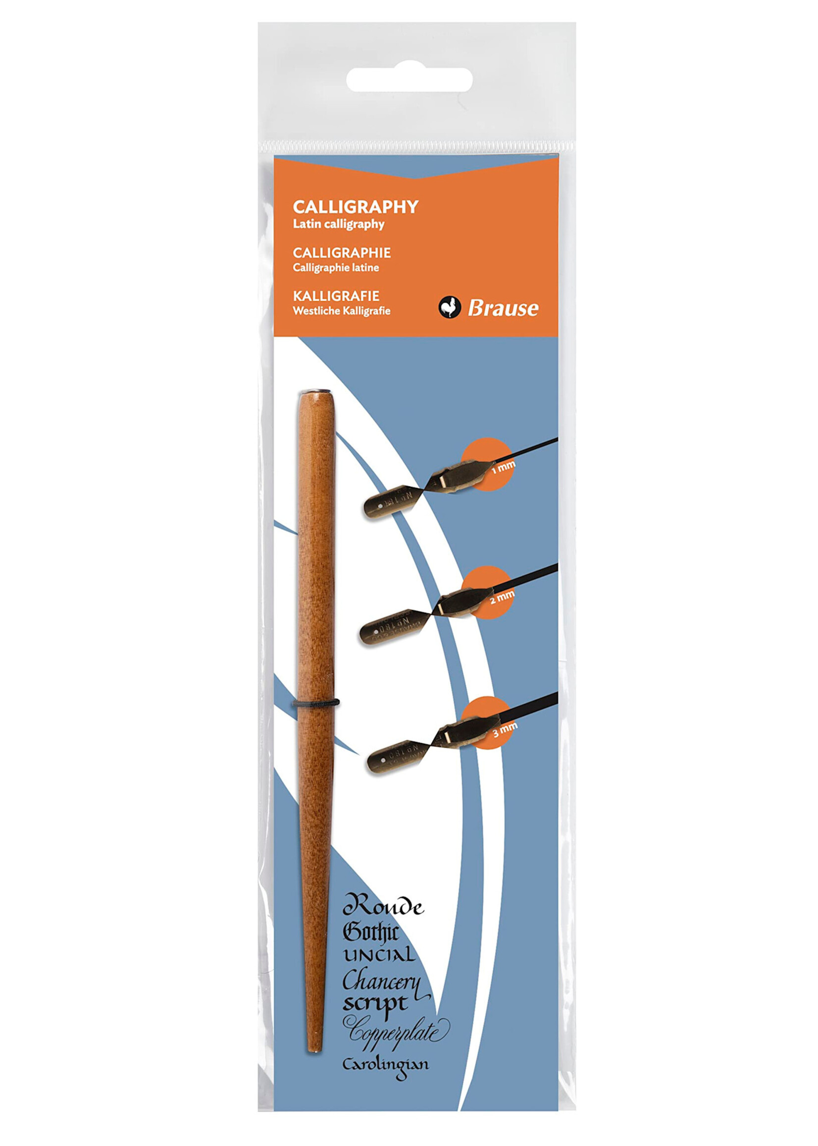 Brause penhouder + 3 kalligrafiepennen (1,2,3mm)