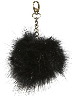 GoHandmade Pompon zwart/brons metalen ketting