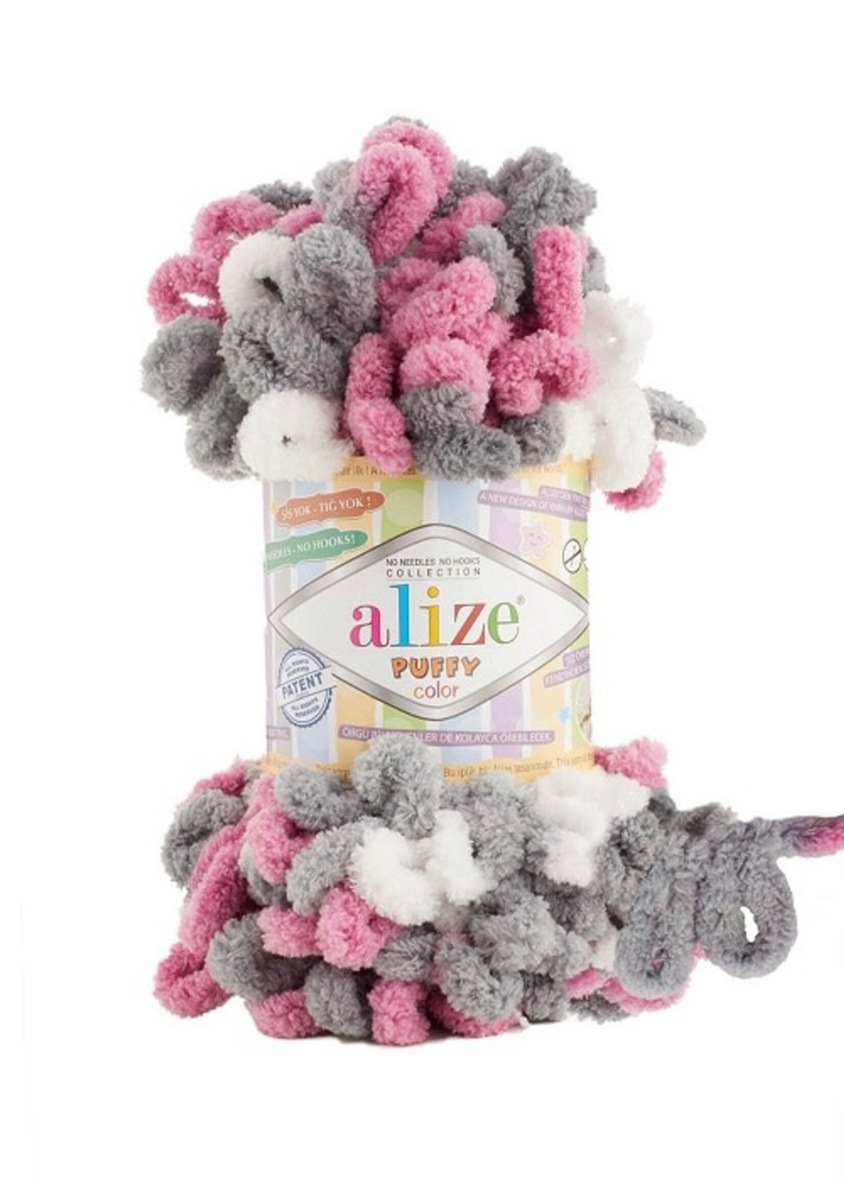 Puffy Color - Alize - 6070 - White Grey pink