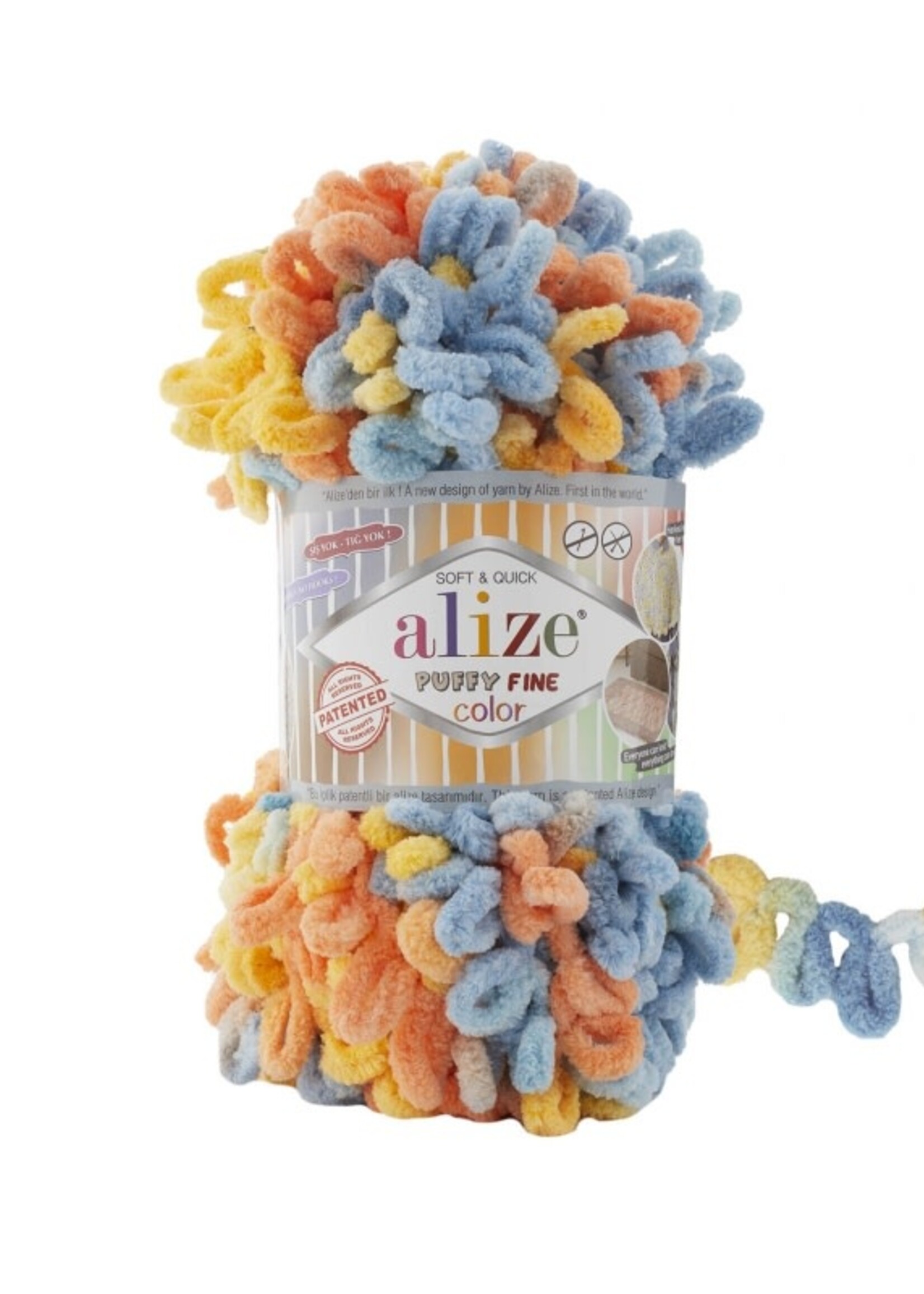 Puffy Fine Color - Alize - 6314 Light Blue, Yellow, Light Terra