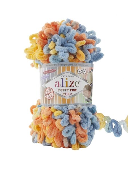 Puffy Fine Color - Alize - 6314 Light Blue, Yellow, Light Terra