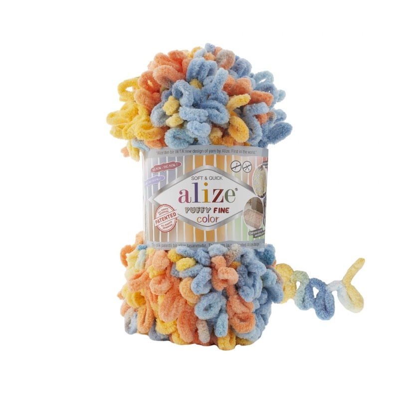 Puffy Fine Color - Alize - 6314 Light Blue, Yellow, Light Terra