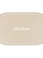 Houten tasbodem rechthoek geperforeerd maat 15 x 25 cm