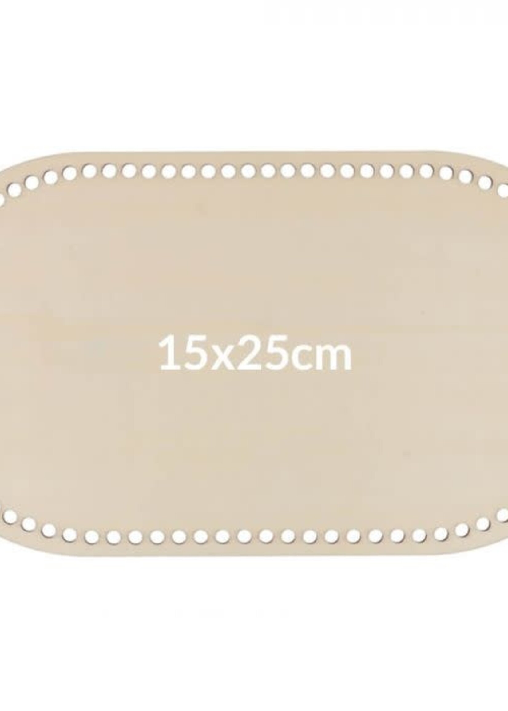 Houten tasbodem rechthoek geperforeerd maat 15 x 25 cm