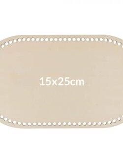 Houten tasbodem rechthoek geperforeerd maat 15 x 25 cm