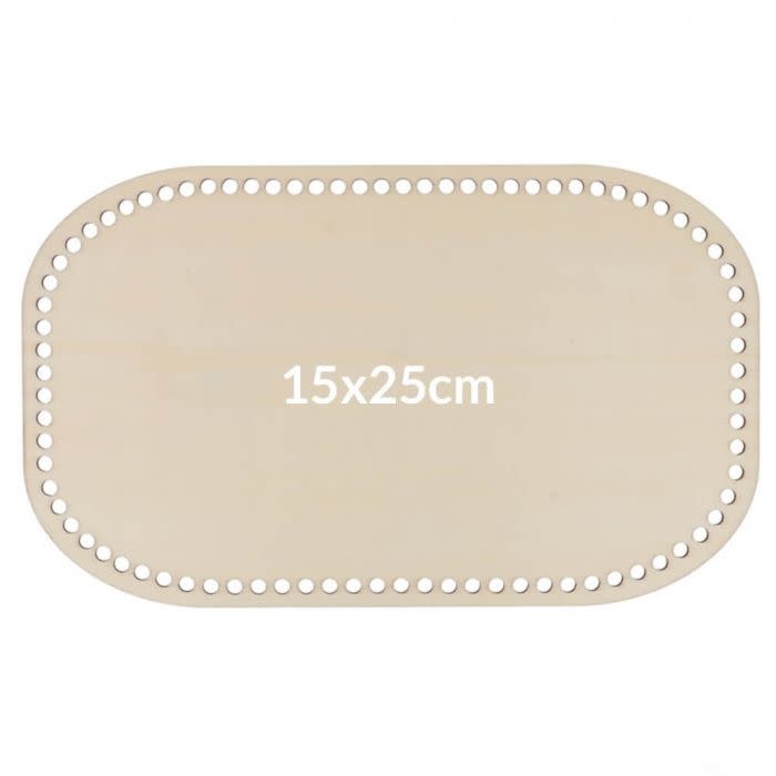 Houten tasbodem rechthoek geperforeerd maat 15 x 25 cm
