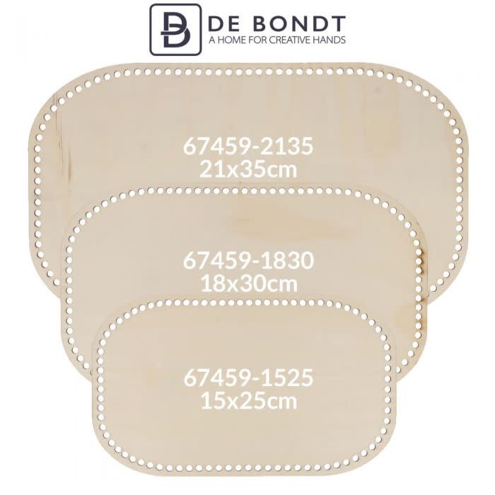 Houten tasbodem rechthoek geperforeerd maat 15 x 25 cm