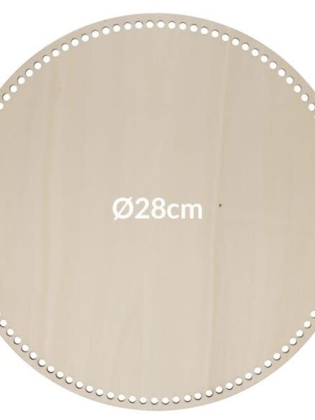Houten tasbodem rond geperforeerd maat dia. 28cm
