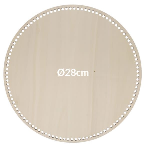 Houten tasbodem rond geperforeerd maat dia. 28cm