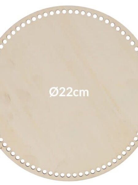 Houten tasbodem rond geperforeerd maat dia. 22cm