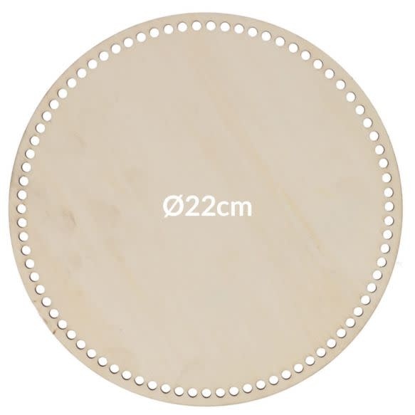 Houten tasbodem rond geperforeerd maat dia. 22cm