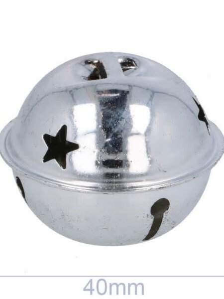 Belletjes met sterren 40 mm - zilver