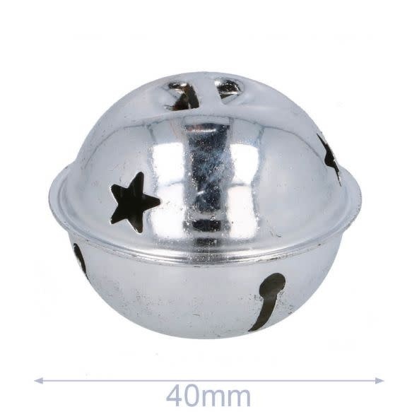 Belletjes met sterren 40 mm - zilver