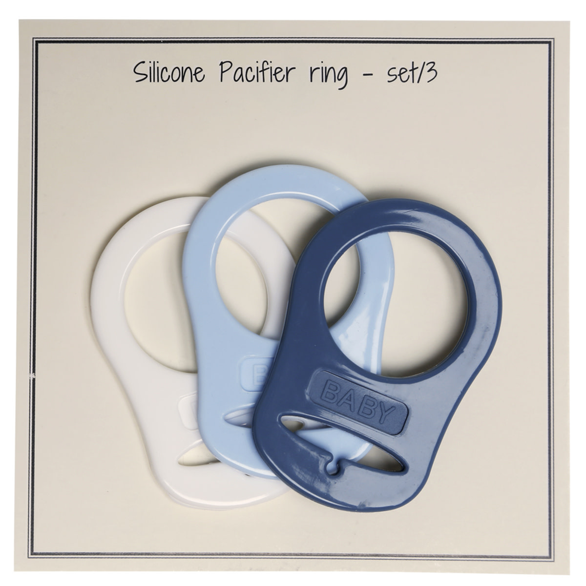 Fopspeenring met adapter - H48 x B32 mm - wit/babyblauw/jeansblauw