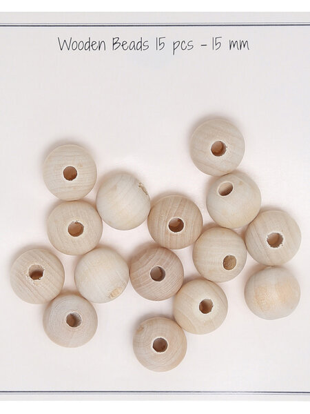 GoHandmade Houten kralen - 15 mm - 15 stuks
