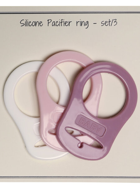 GoHandmade Fopspeenring met adapter - H48 x B32 mm - wit/babyroze/oud roze