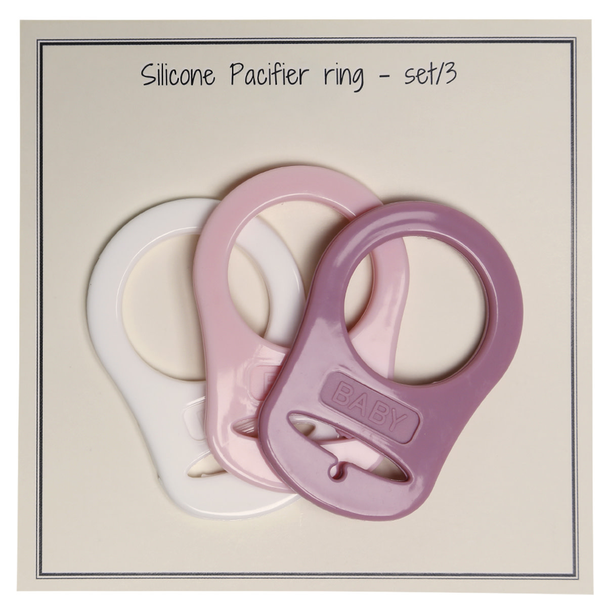 GoHandmade Fopspeenring met adapter - H48 x B32 mm - wit/babyroze/oud roze