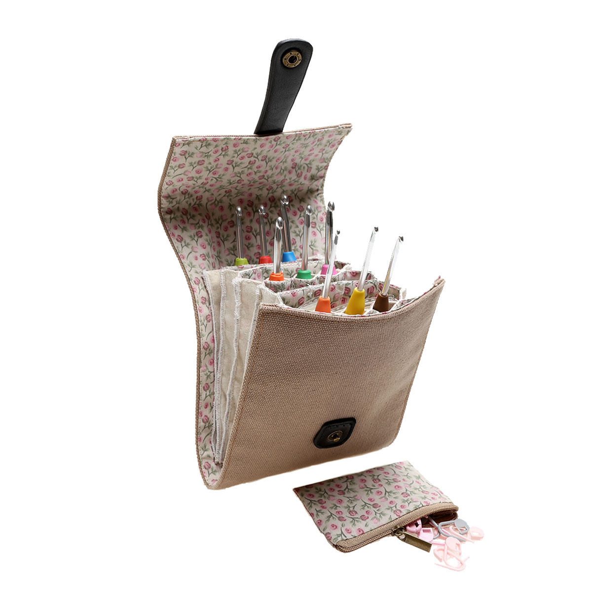 GoHandmade Crochet organiser set cotton/beige flower