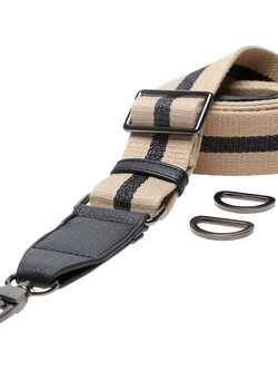 GoHandmade handtas schouderriem 125cm Beige/Donkergrijs