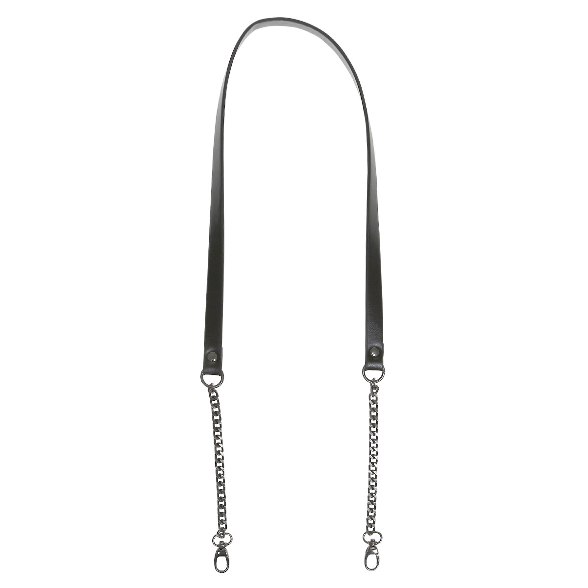 GoHandmade Handtas schouderriem 102cm Zwart met donkergrijze ketting