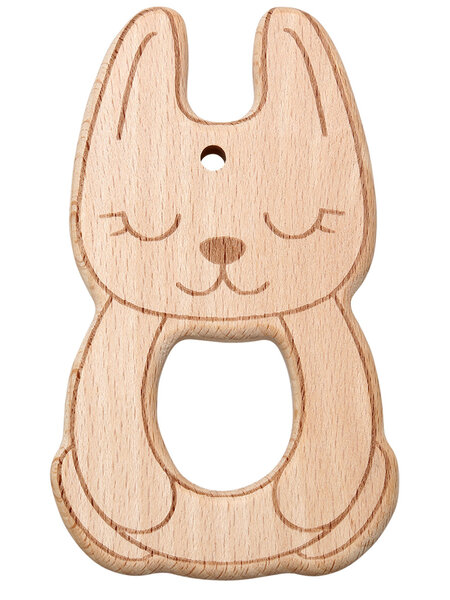 GoHandmade Bijtring houten dier - konijn