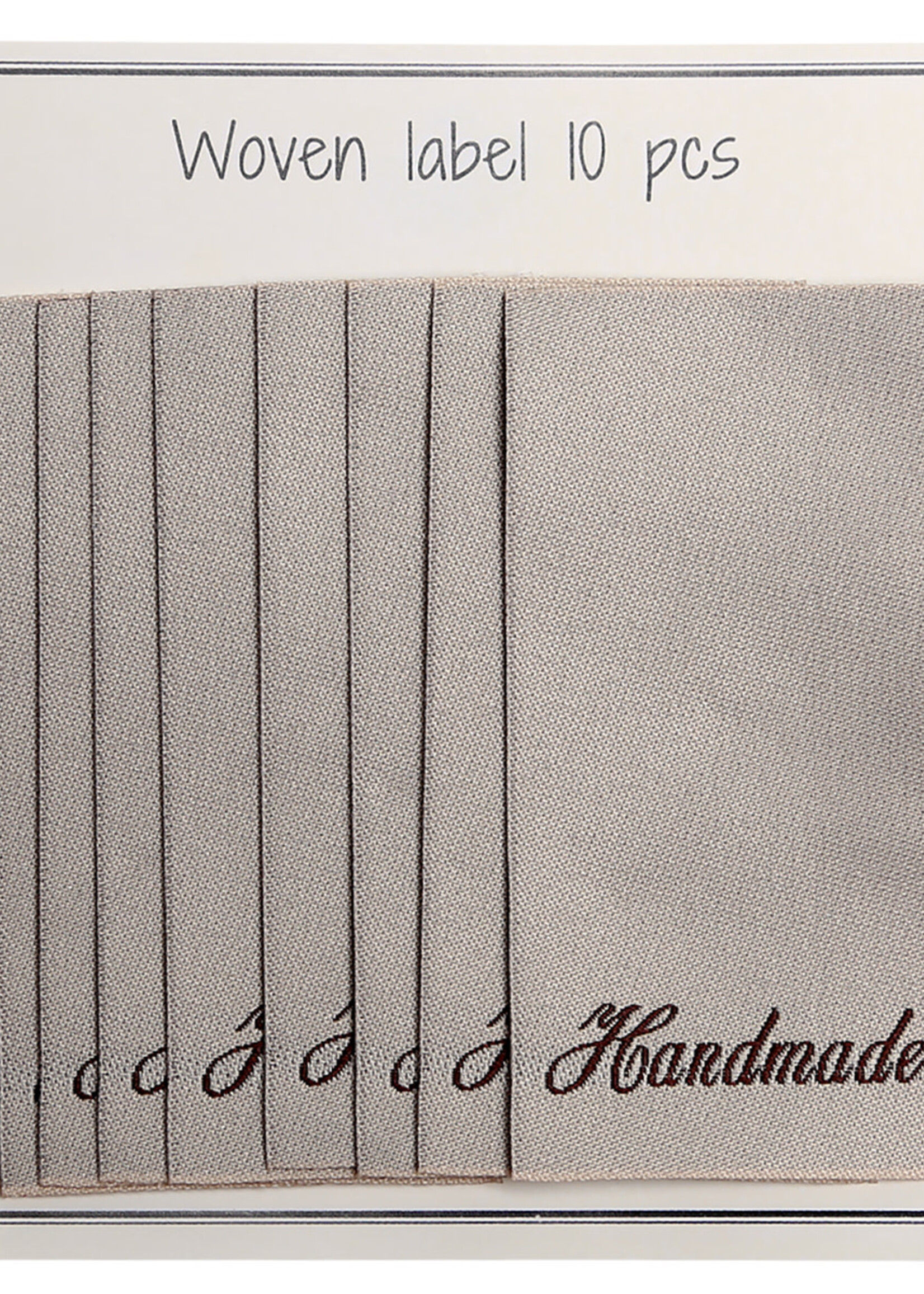 GoHandmade Geweven etiketten, enkelzijdig- beige -60 mm x 32 mm - set/10 - "handmade