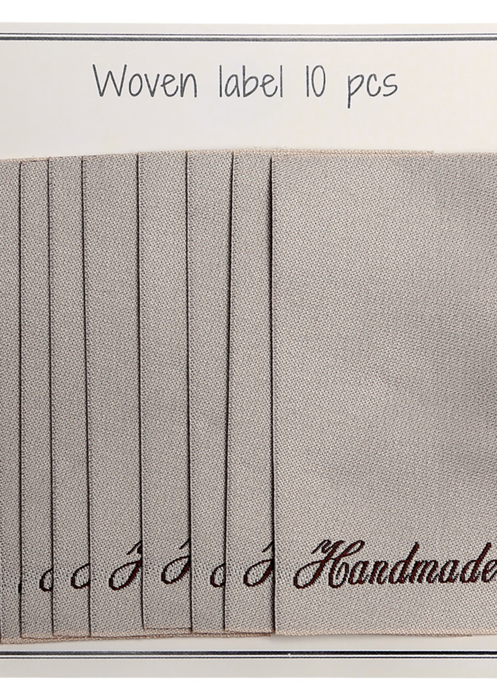 GoHandmade Geweven etiketten, enkelzijdig- beige -60 mm x 32 mm - set/10 - "handmade