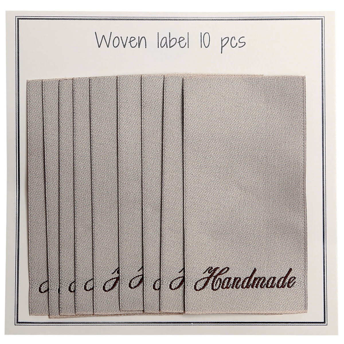 GoHandmade Geweven etiketten, enkelzijdig- beige -60 mm x 32 mm - set/10 - "handmade