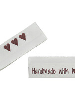 GoHandmade Geweven etiketten, dubbelzijdig - Hemelsblauw - gevouwen - 50 x 11,5 mm - st/10 - "Handmade with love"