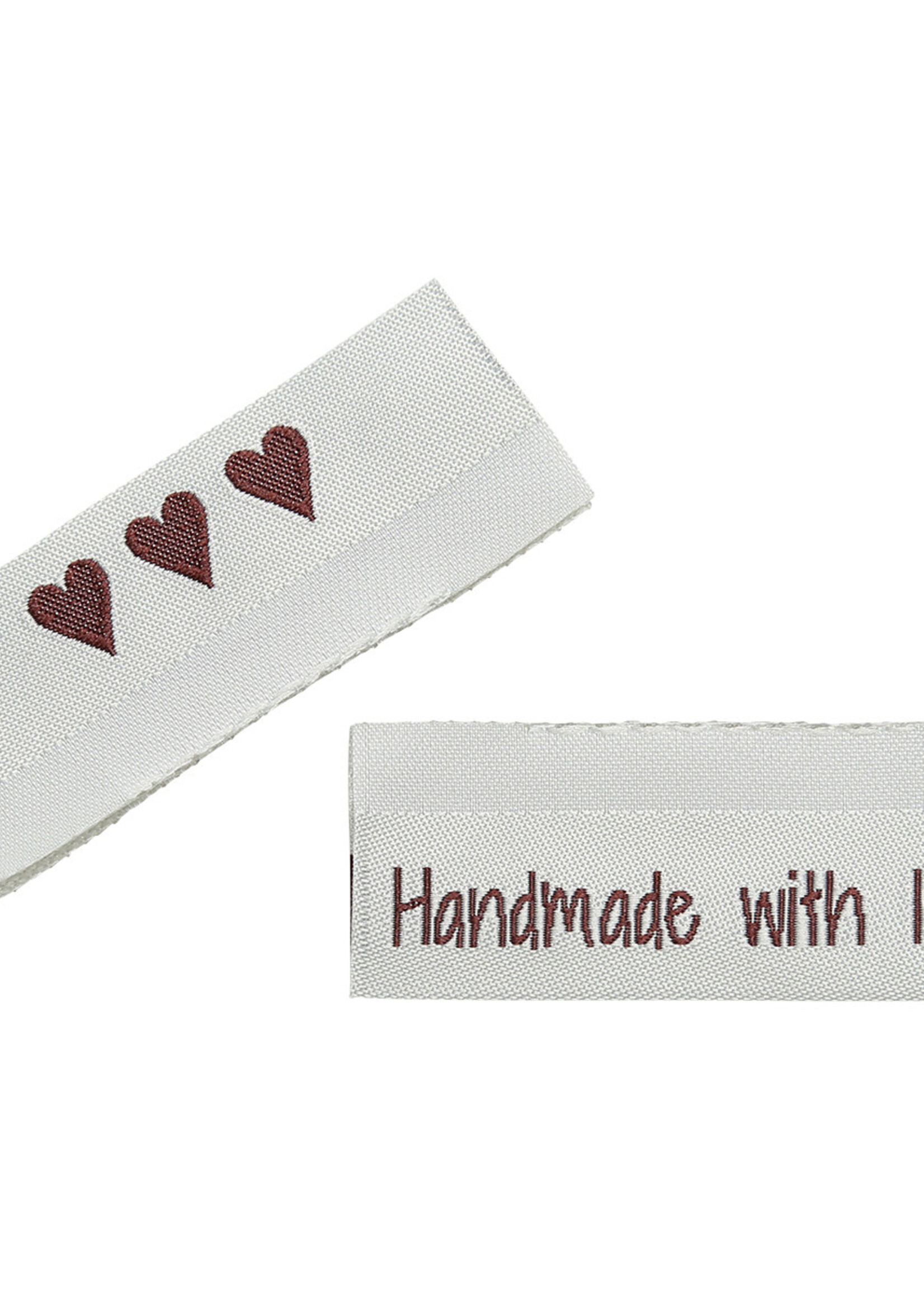 GoHandmade Geweven etiketten, dubbelzijdig - Hemelsblauw - gevouwen - 50 x 11,5 mm - st/10 - "Handmade with love"
