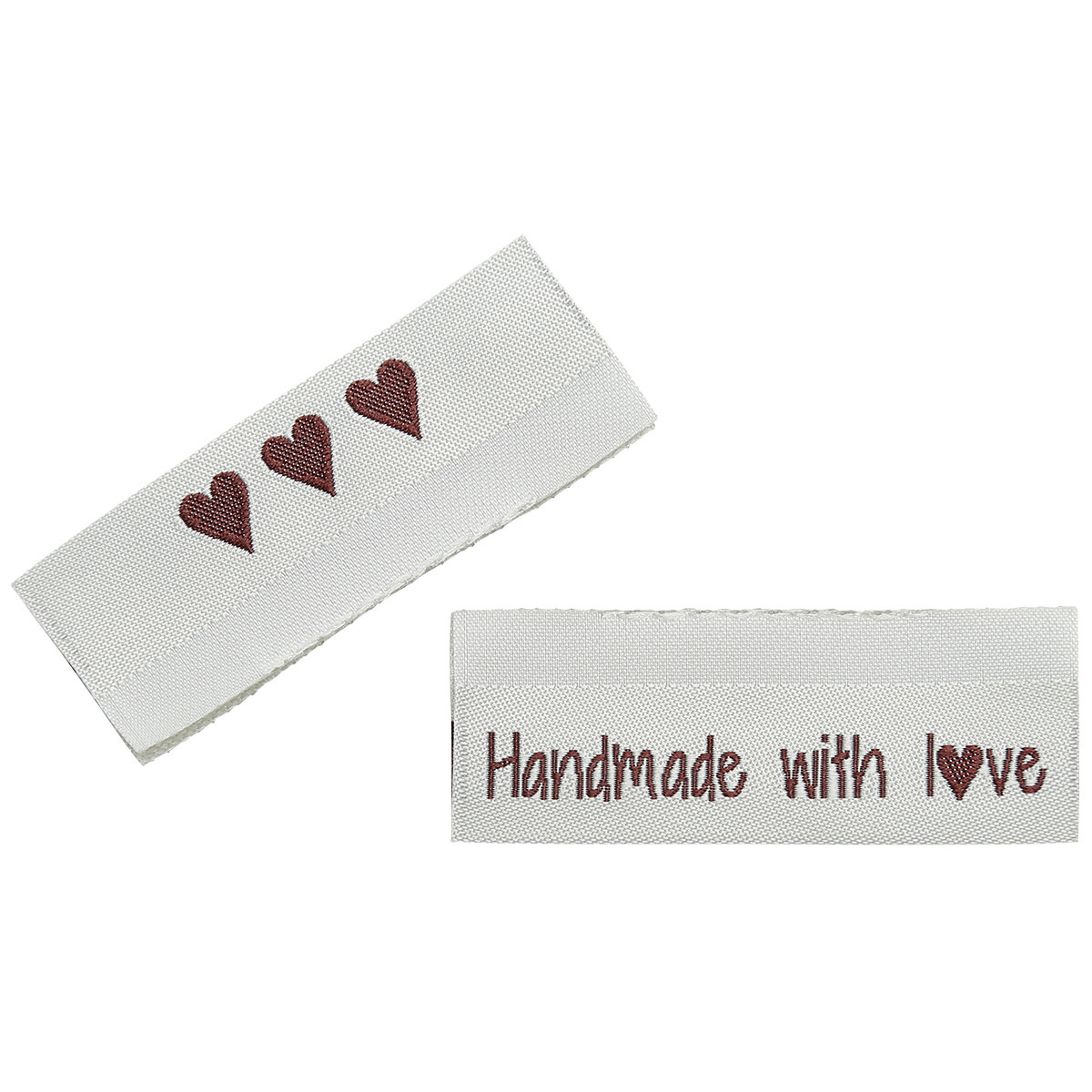 GoHandmade Geweven etiketten, dubbelzijdig - Hemelsblauw - gevouwen - 50 x 11,5 mm - st/10 - "Handmade with love"