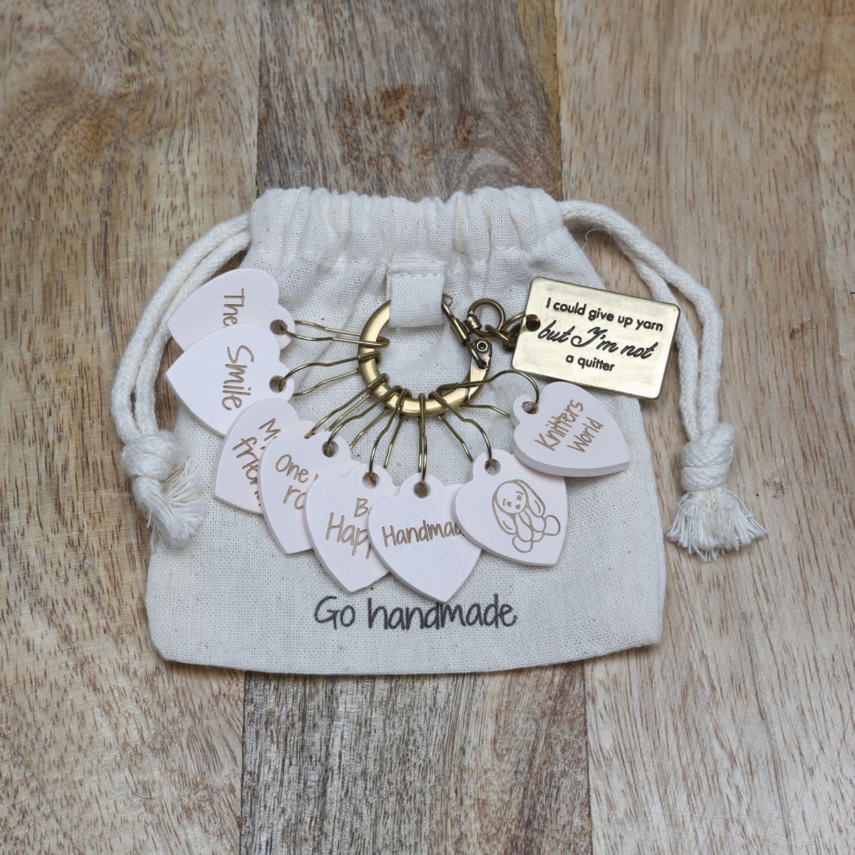 GoHandmade Steekmarkeerset met canvas tasje - breien