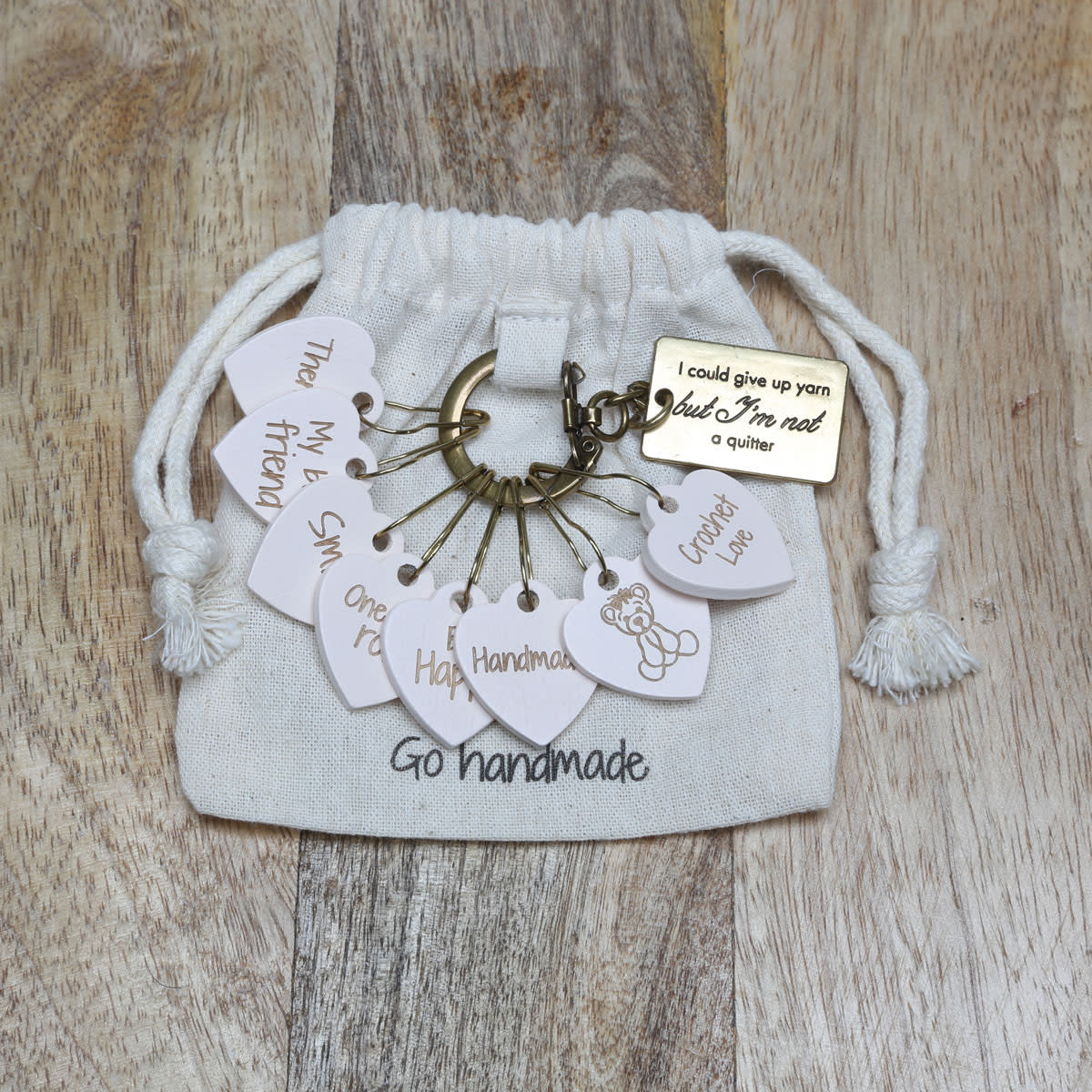 GoHandmade Steekmarkeerset met canvas tasje - haken