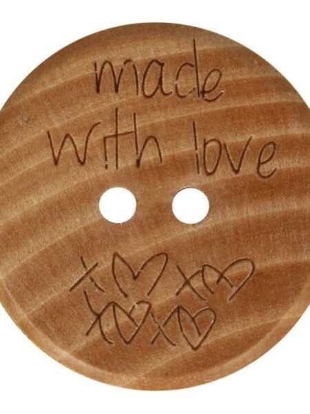 Knoop hout 'made with love' maat 40 - 25mm